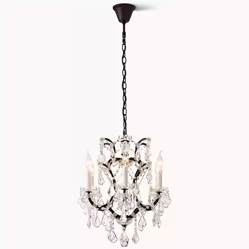 KL Rocona Iron & Crystal Round Chandelier 18"