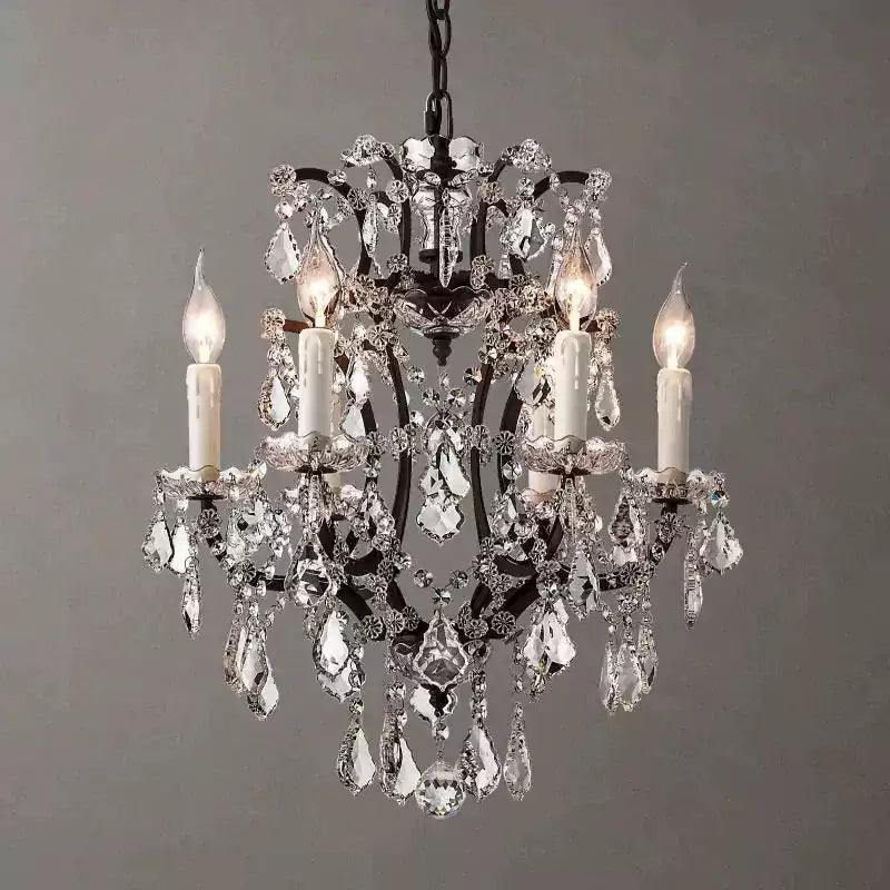 KL Rocona Iron & Crystal Round Chandelier 18"