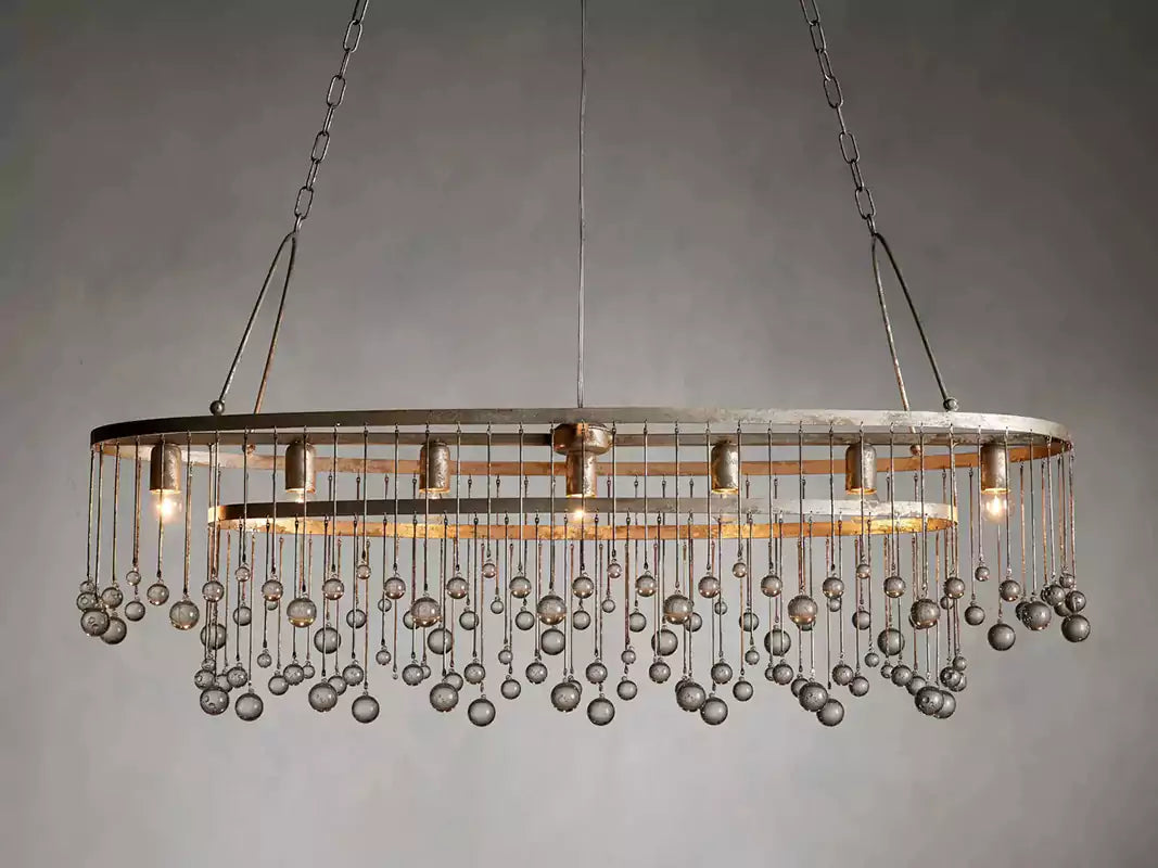 KL Aubray Crystal Ball Oval Chandelier