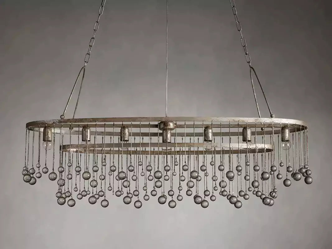 KL Aubray Crystal Ball Oval Chandelier