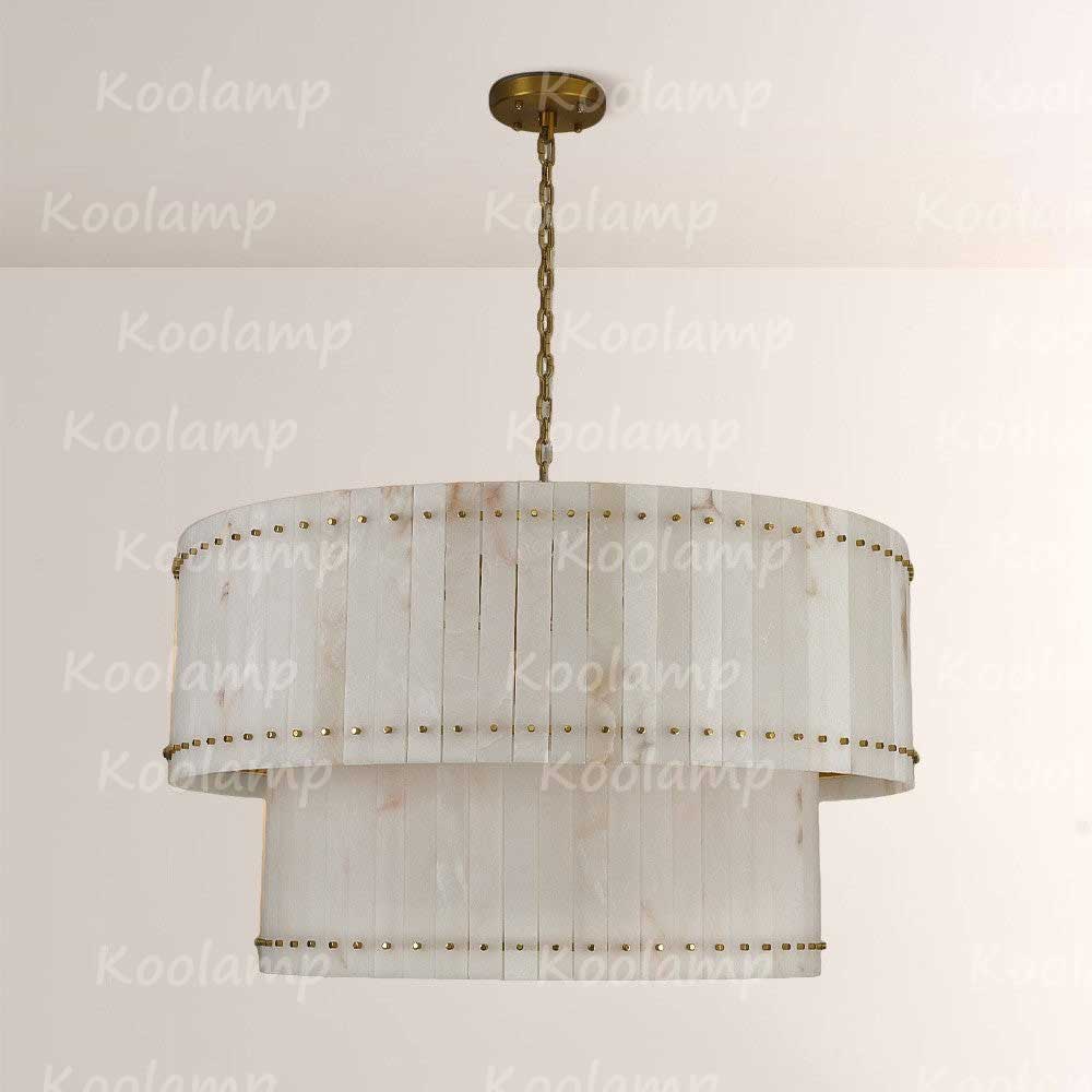 KL San Marko 48 Inch Alabaster Two-Tier Chandelier