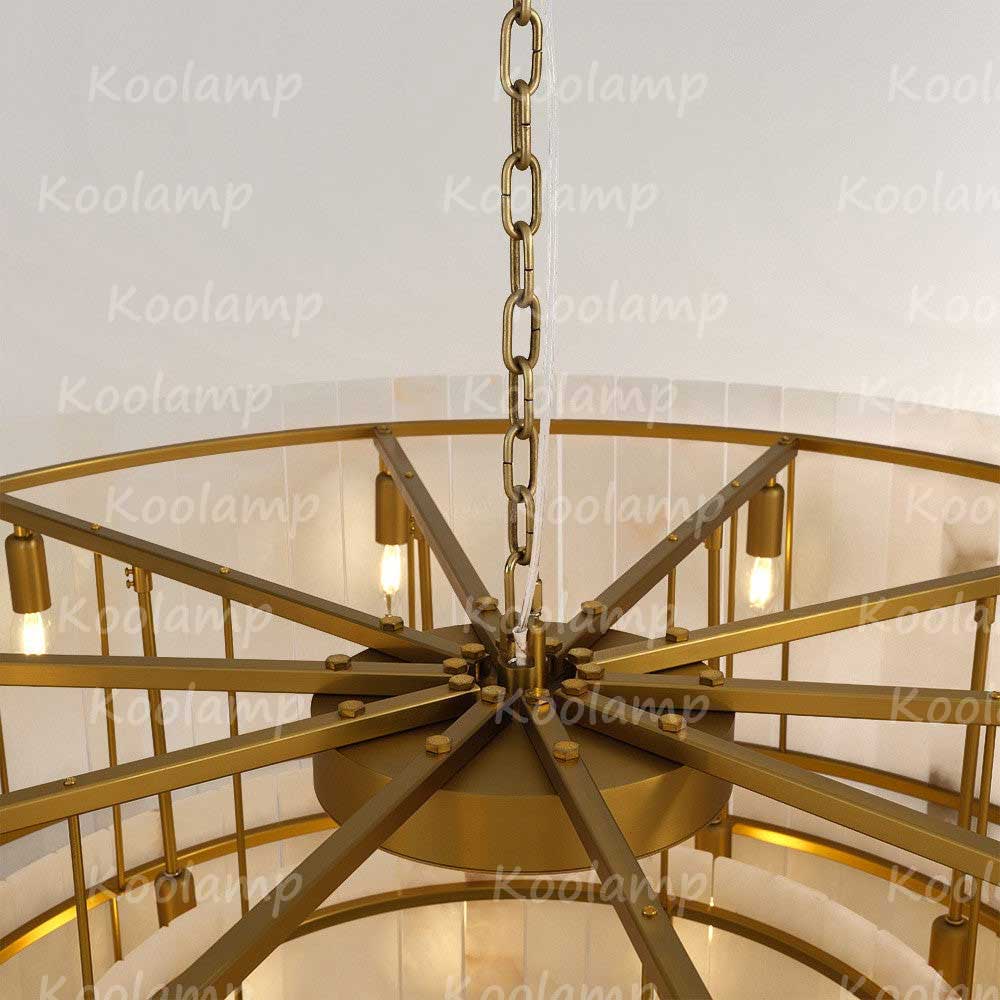 KL San Marko 48 Inch Alabaster Two-Tier Chandelier