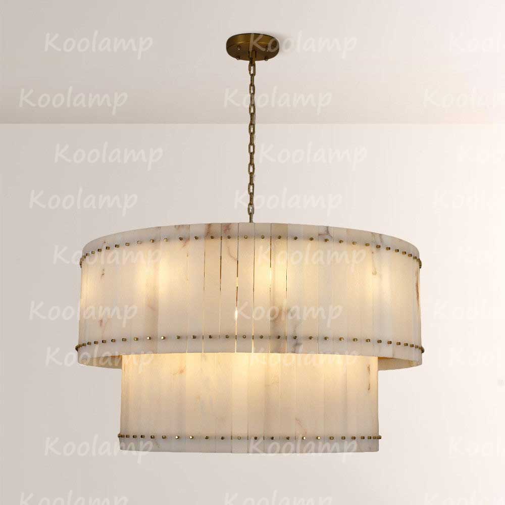 KL San Marko 48 Inch Alabaster Two-Tier Chandelier