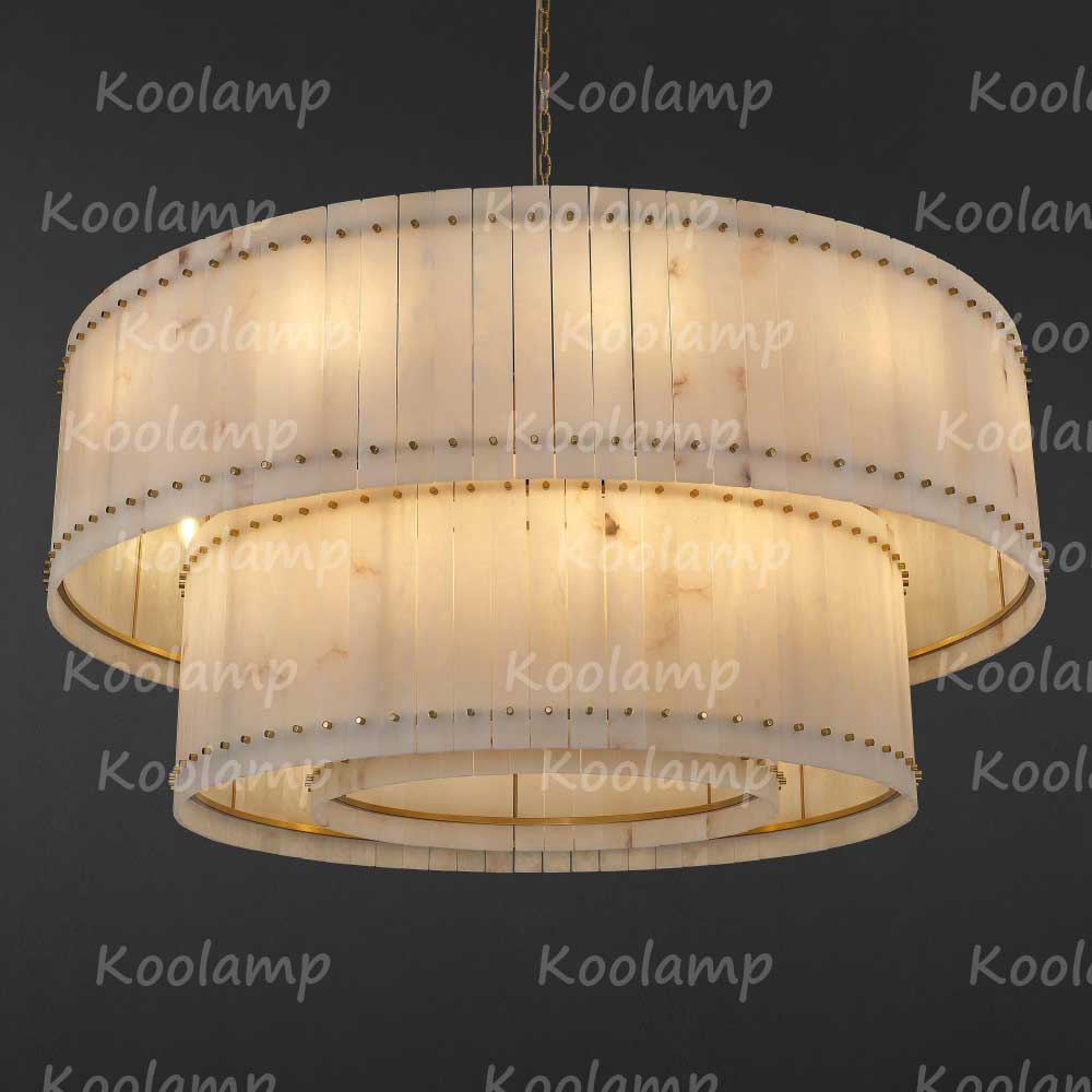 KL San Marko 60 Inch Alabaster Two-Tier Chandelier