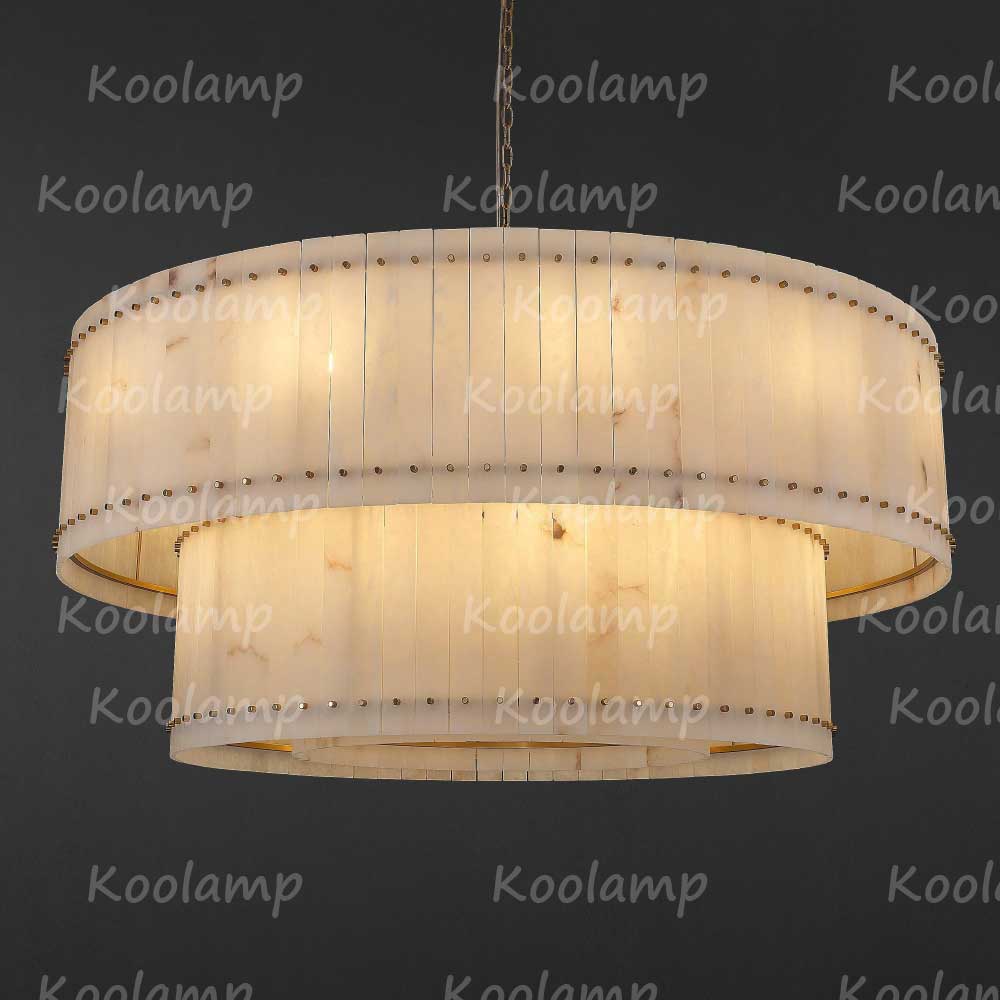 KL San Marko 60 Inch Alabaster Two-Tier Chandelier