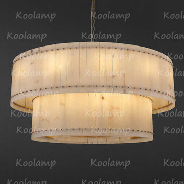 KL San Marko 60 Inch Alabaster Two-Tier Chandelier