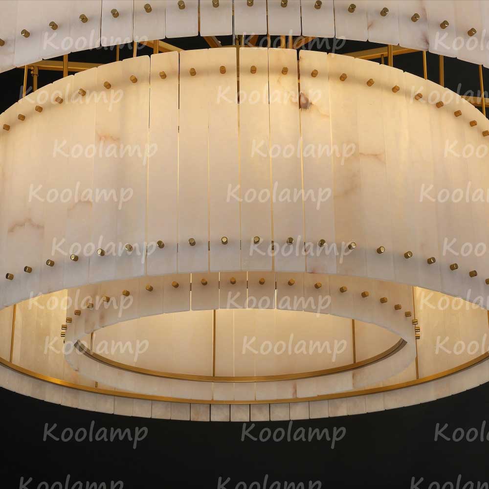 KL San Marko 60 Inch Alabaster Two-Tier Chandelier