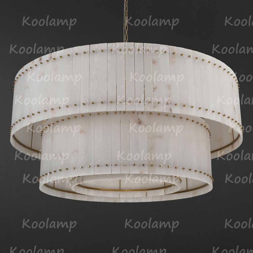 KL San Marko 60 Inch Alabaster Two-Tier Chandelier