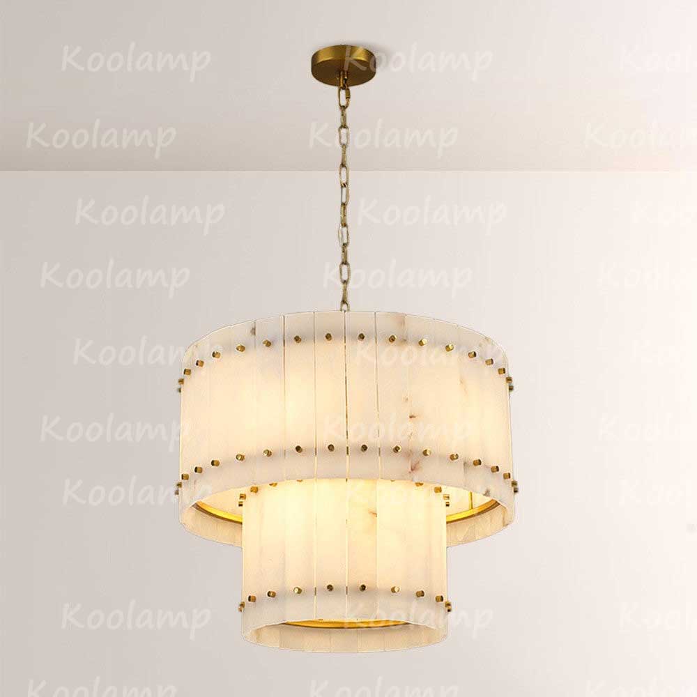 KL San Marko 22 Inch Alabaster Two-Tier Chandelier