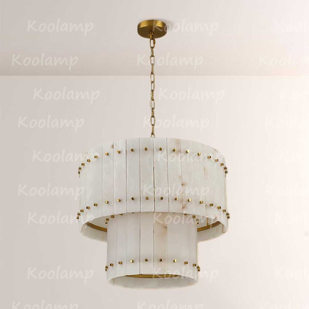 KL San Marko 22 Inch Alabaster Two-Tier Chandelier