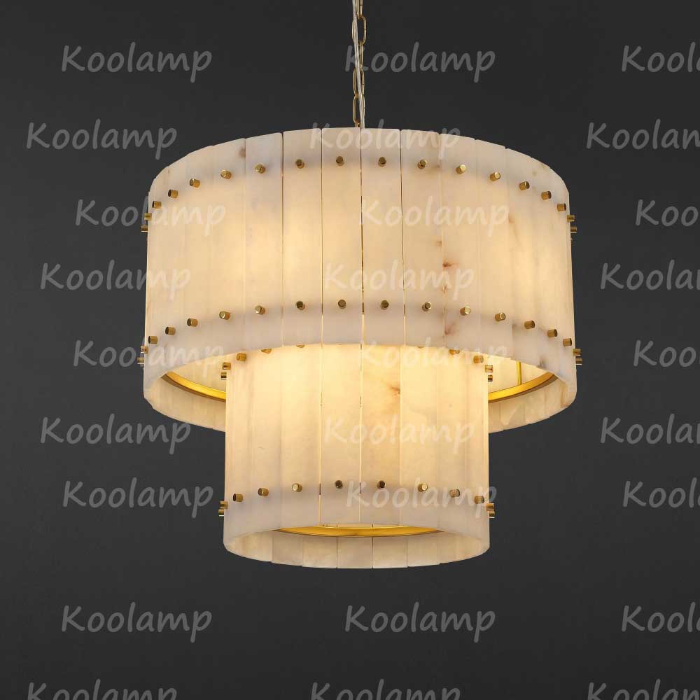 KL San Marko 22 Inch Alabaster Two-Tier Chandelier