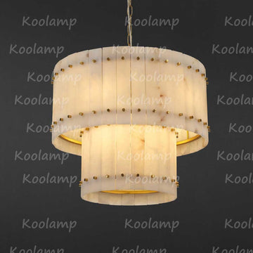 KL San Marko 22 Inch Alabaster Two-Tier Chandelier