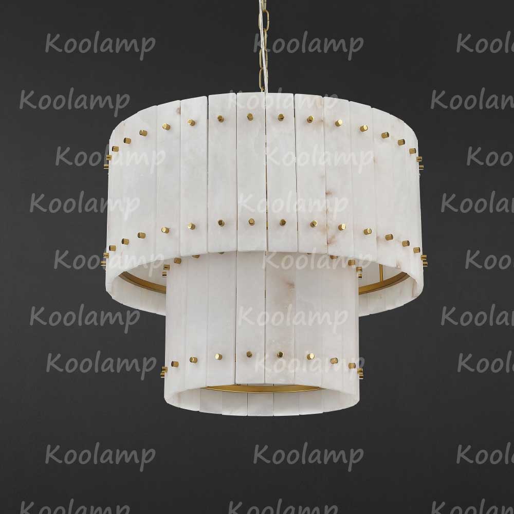 KL San Marko 22 Inch Alabaster Two-Tier Chandelier