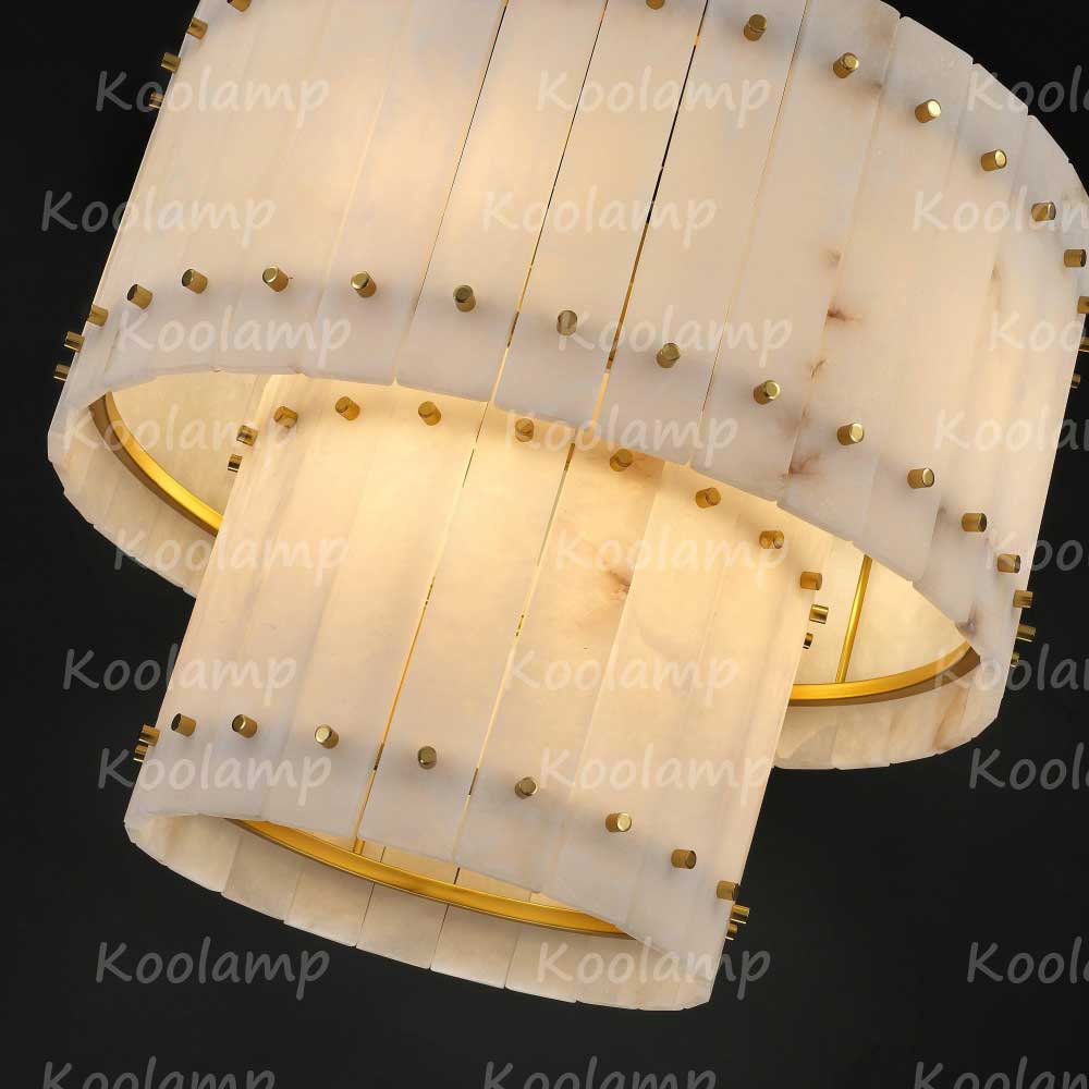 KL San Marko 22 Inch Alabaster Two-Tier Chandelier
