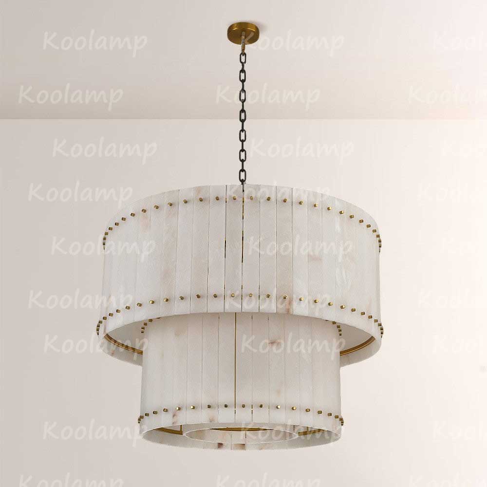 KL San Marko 37 Inch Alabaster Two-Tier Chandelier