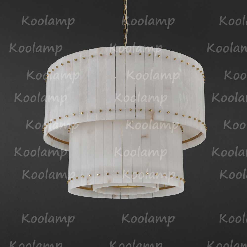 KL San Marko 37 Inch Alabaster Two-Tier Chandelier