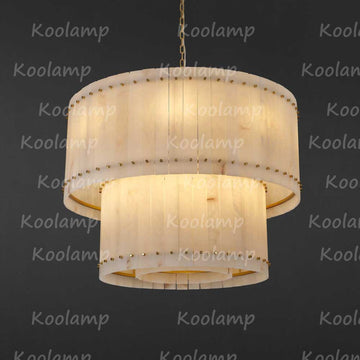 KL San Marko 37 Inch Alabaster Two-Tier Chandelier
