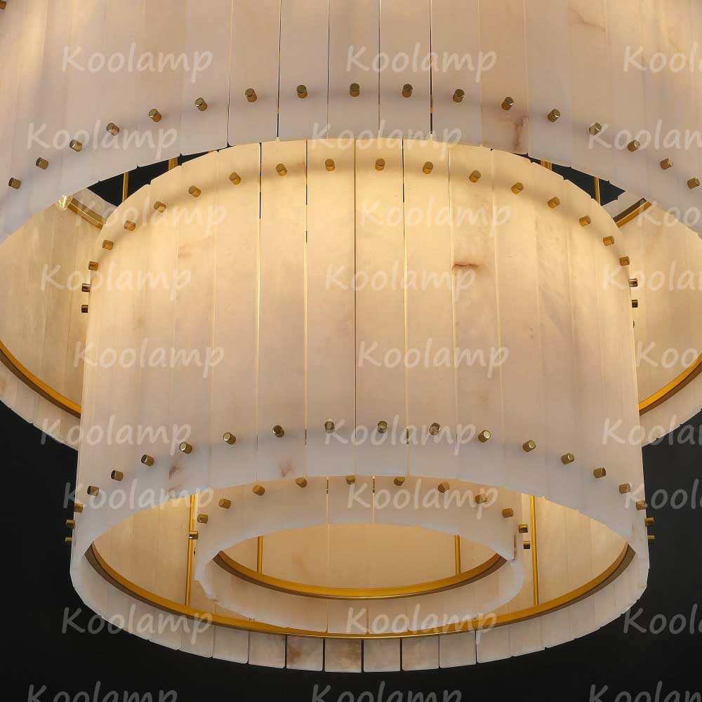 KL San Marko 37 Inch Alabaster Two-Tier Chandelier