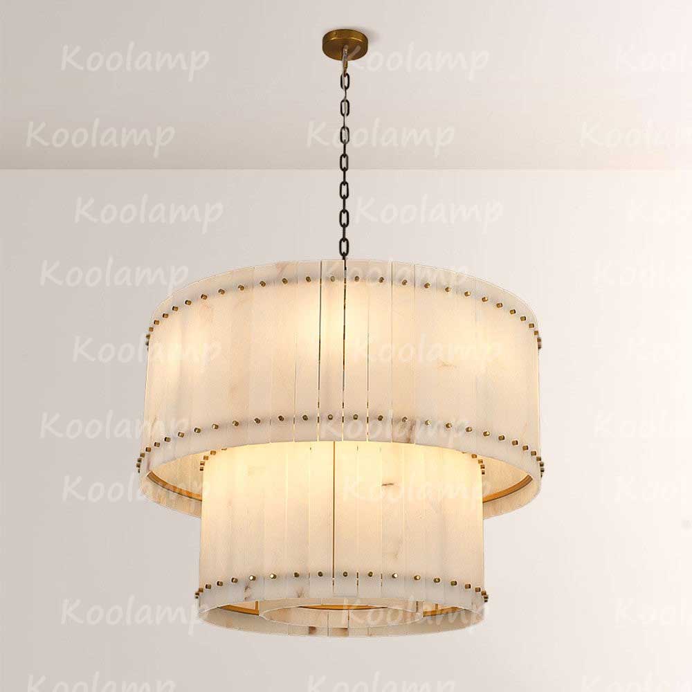 KL San Marko 37 Inch Alabaster Two-Tier Chandelier
