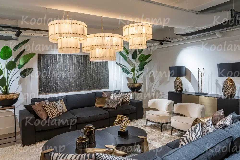 KL San Marko 37 Inch Alabaster Two-Tier Chandelier