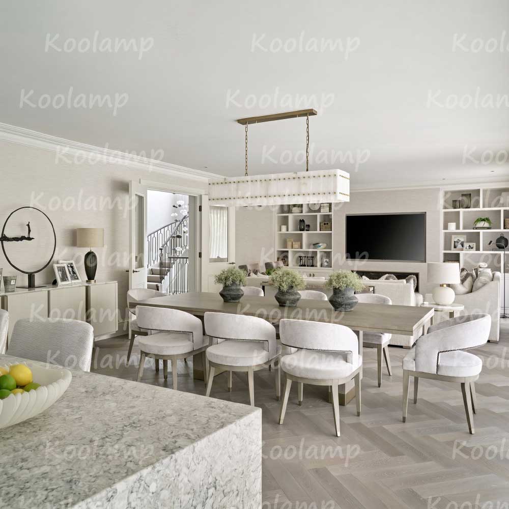 KL San Marko 54 Inch Alabaster Rectangular Chandelier