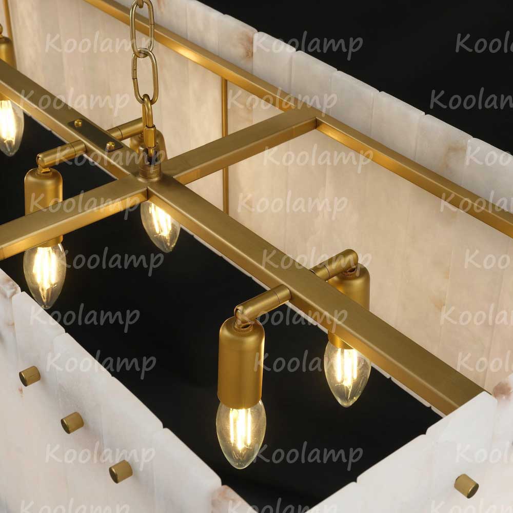 KL San Marko 54 Inch Alabaster Rectangular Chandelier
