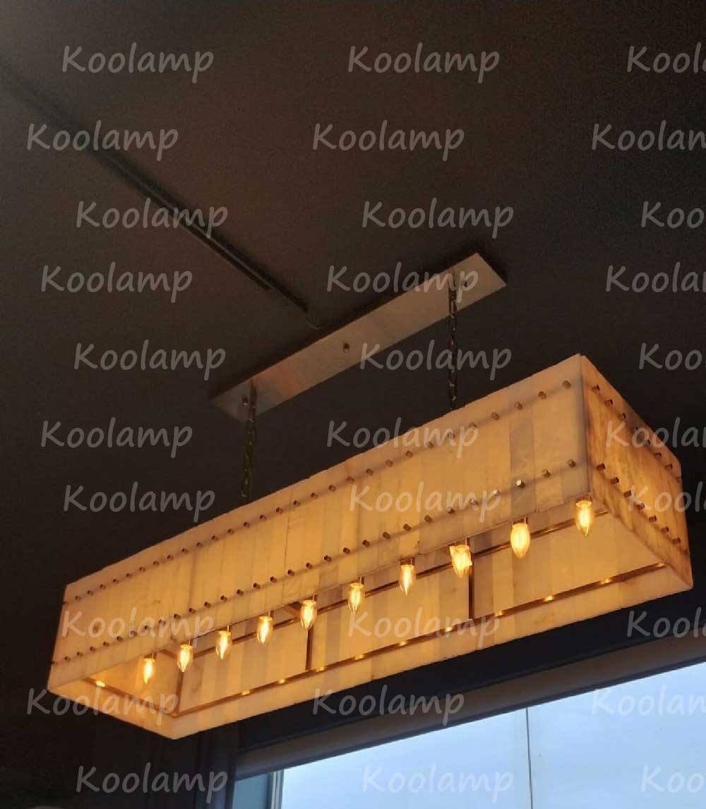 KL San Marko 54 Inch Alabaster Rectangular Chandelier