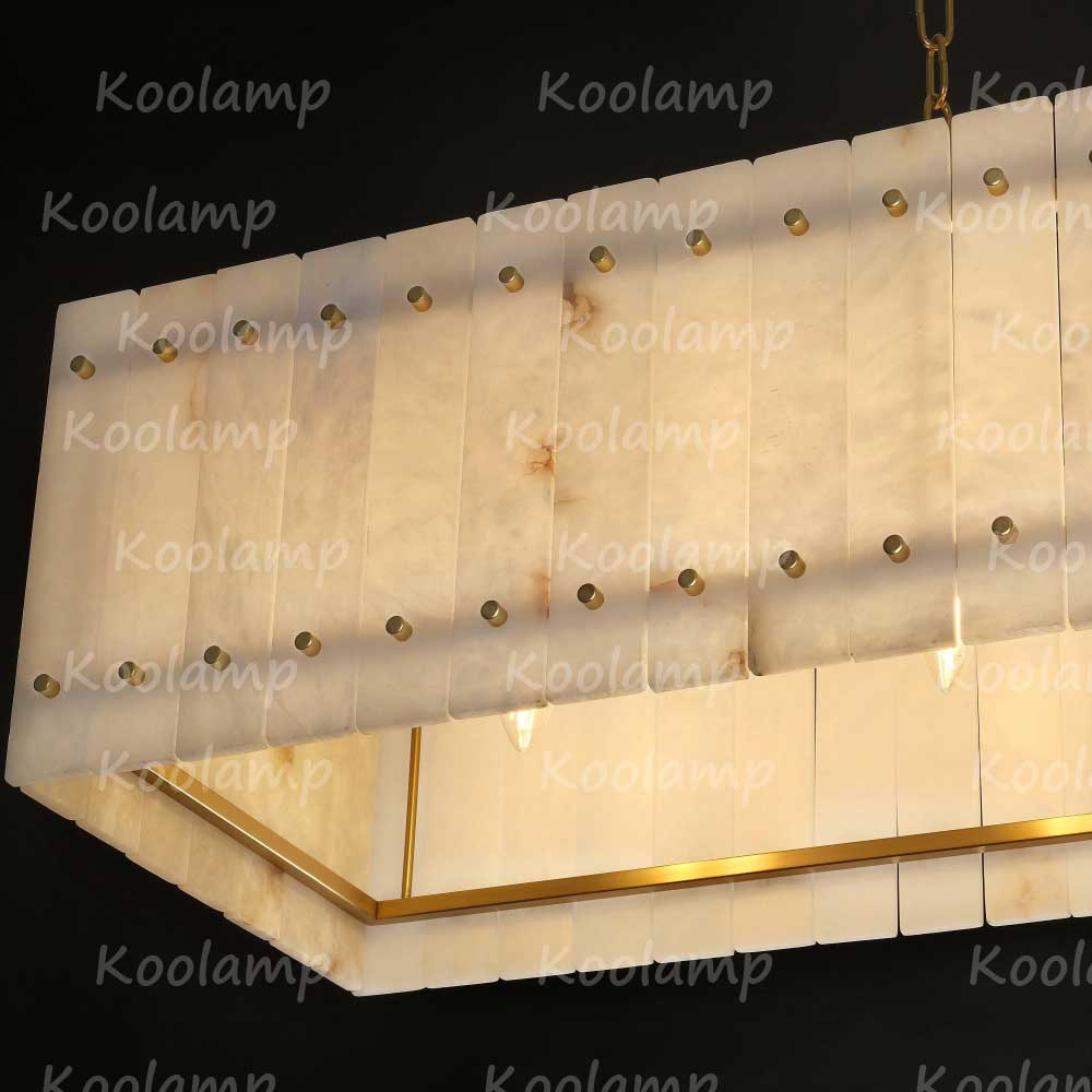 KL San Marko 72 Inch Alabaster Rectangular Chandelier