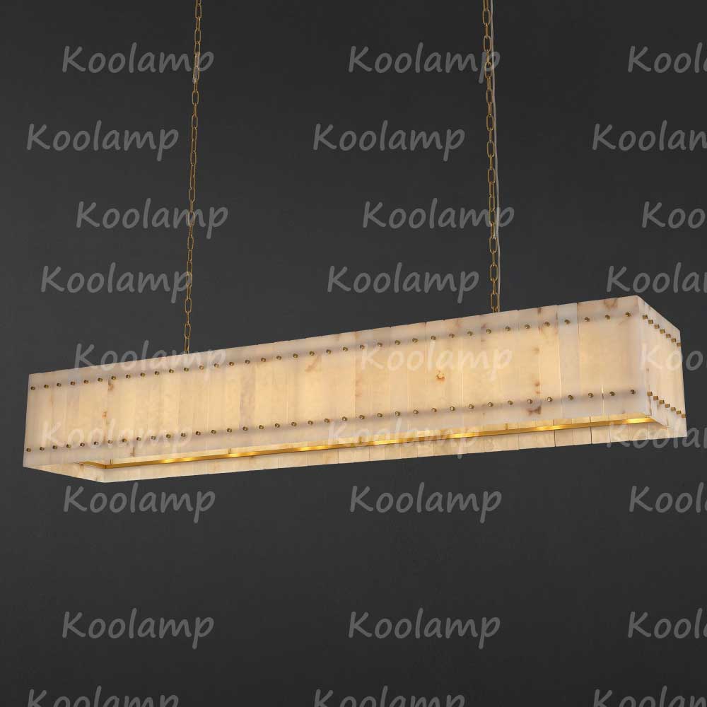 KL San Marko 72 Inch Alabaster Rectangular Chandelier