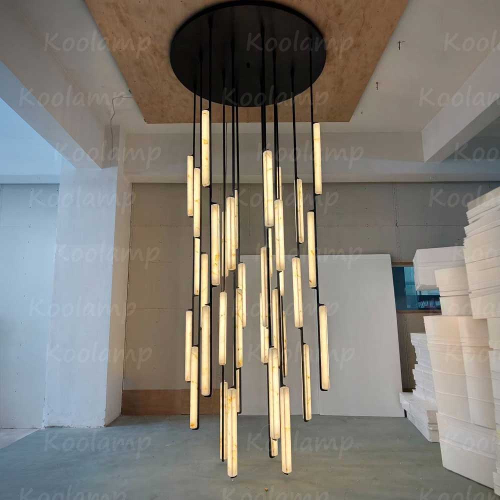 56 Inch Grand Alabaster Prism Cascading Chandelier - KL Audon
