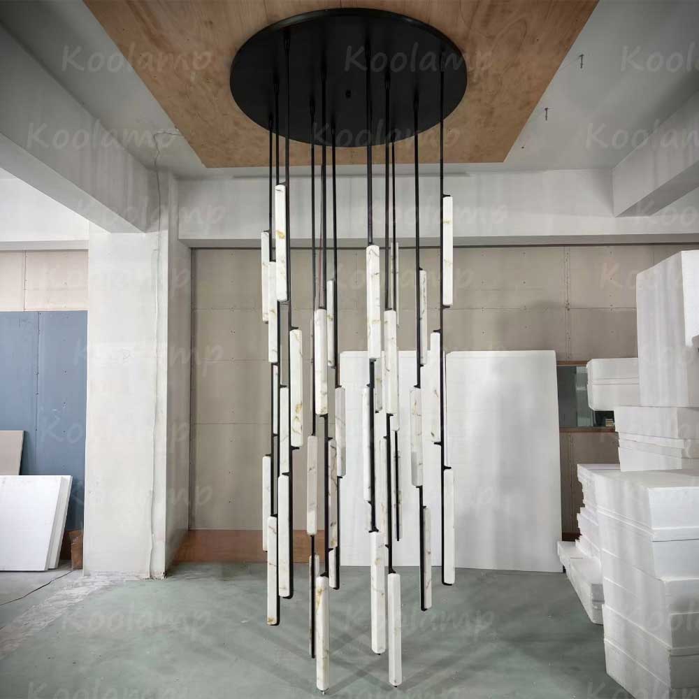 56 Inch Grand Alabaster Prism Cascading Chandelier - KL Audon