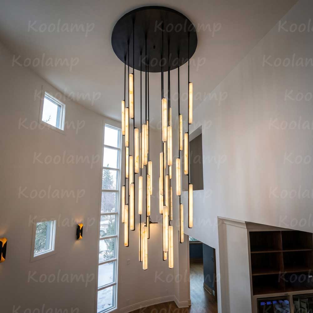 56 Inch Grand Alabaster Prism Cascading Chandelier - KL Audon