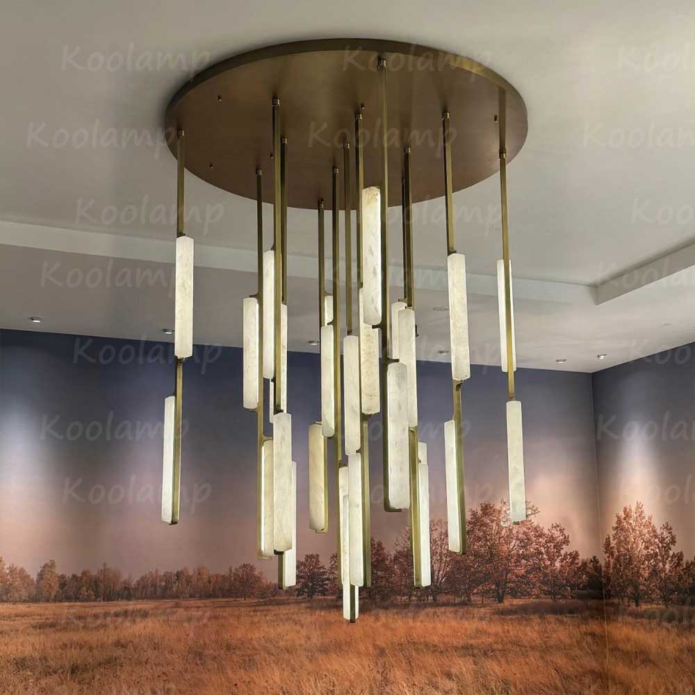 56 Inch Grand Alabaster Prism Cascading Chandelier - KL Audon