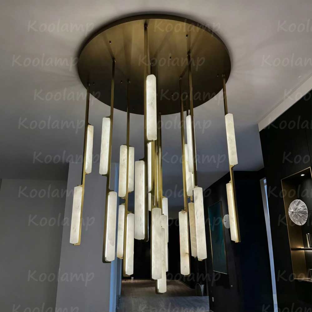 56 Inch Grand Alabaster Prism Cascading Chandelier - KL Audon