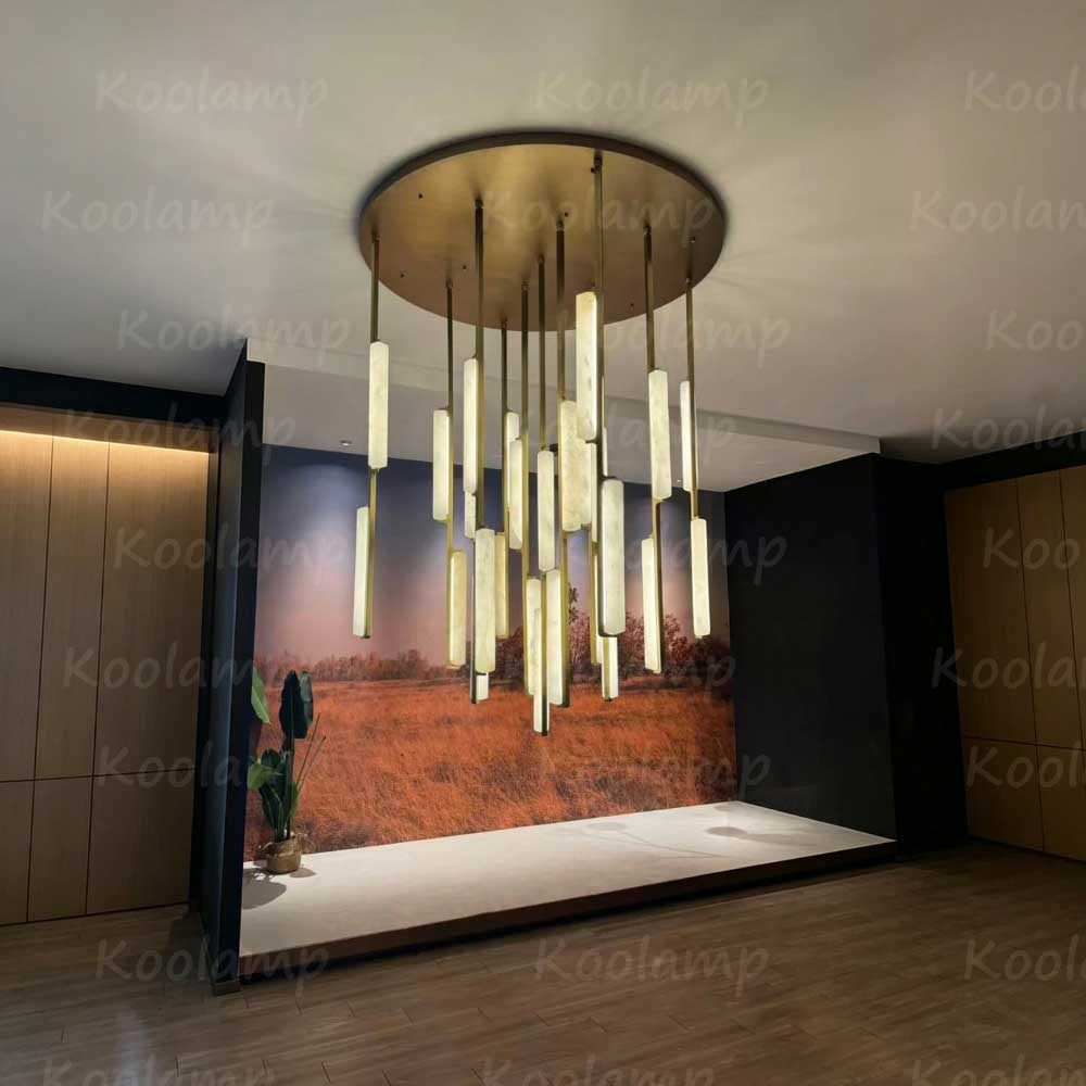 56 Inch Grand Alabaster Prism Cascading Chandelier - KL Audon