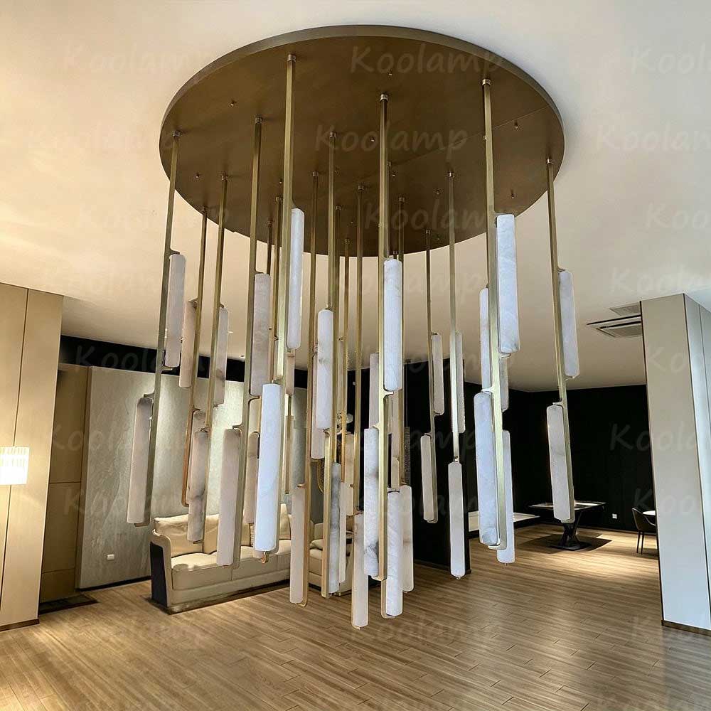74 Inch Grand Alabaster Prism Cascading Chandelier - KL Audon