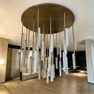 74 Inch Grand Alabaster Prism Cascading Chandelier - KL Audon