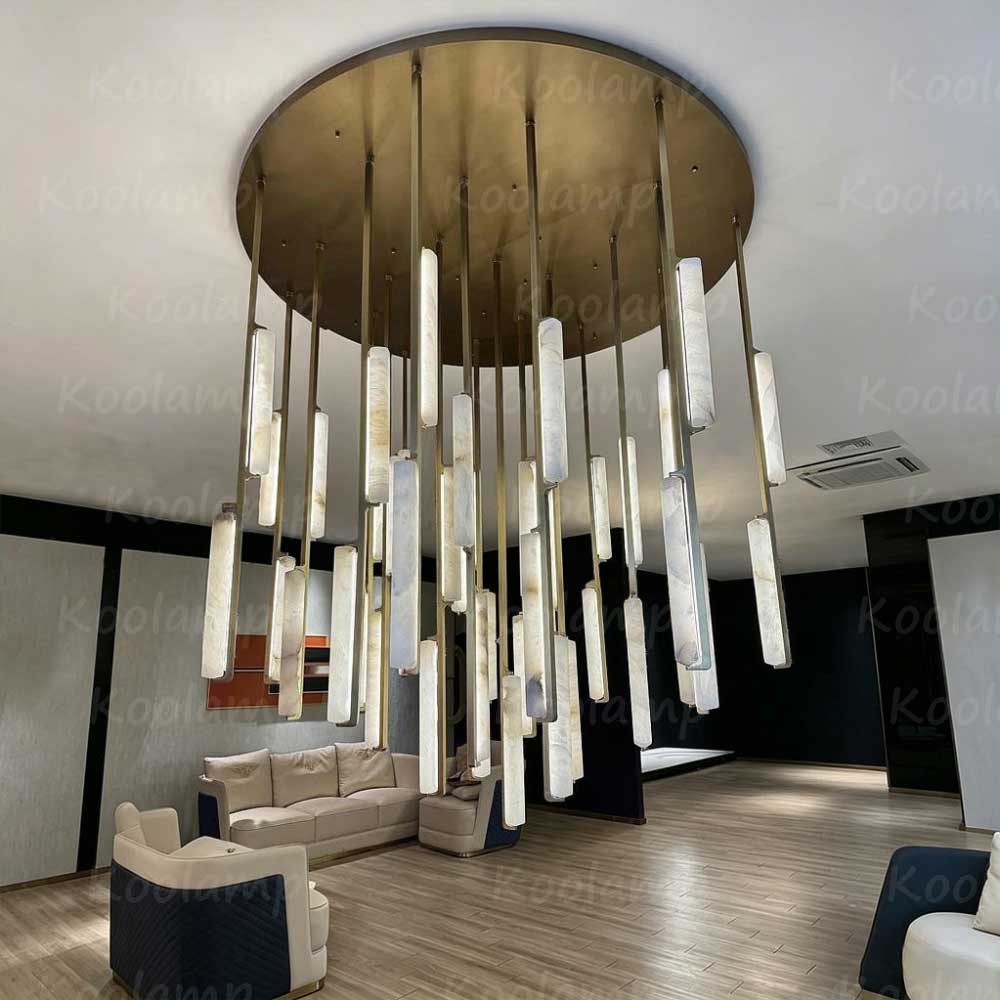 74 Inch Grand Alabaster Prism Cascading Chandelier - KL Audon
