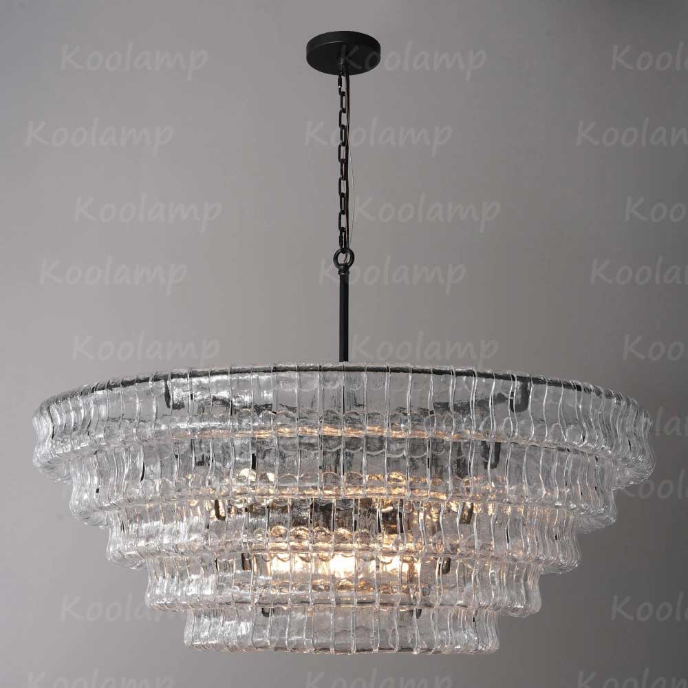 KL Ghiaccios Round Glass Chandelier 36" 48"