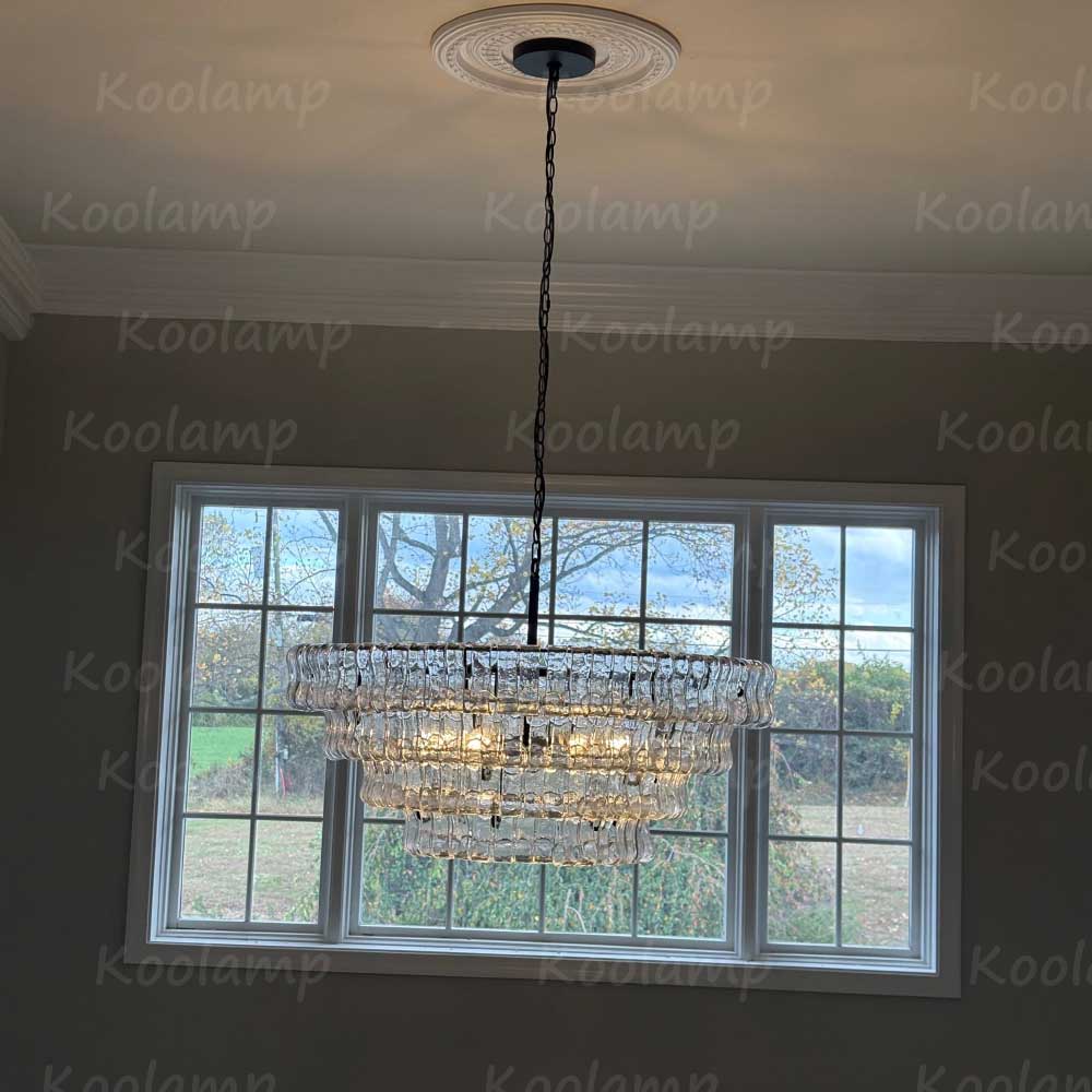 KL Ghiaccios Round Glass Chandelier 36" 48"