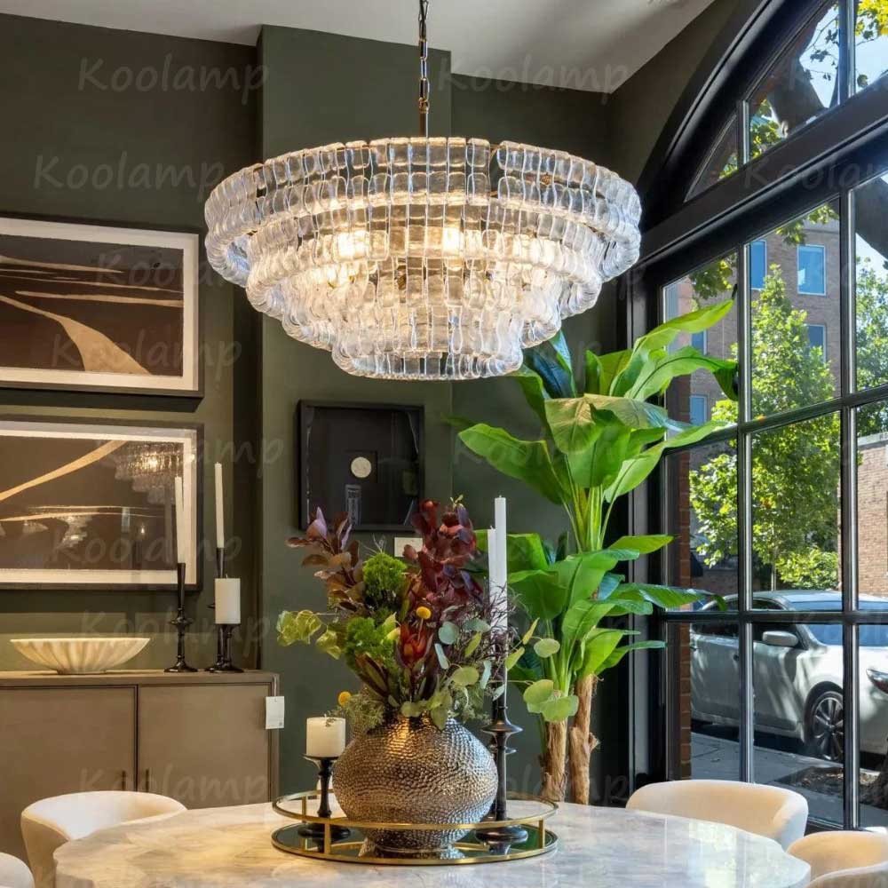 KL Ghiaccios Round Glass Chandelier 36" 48"