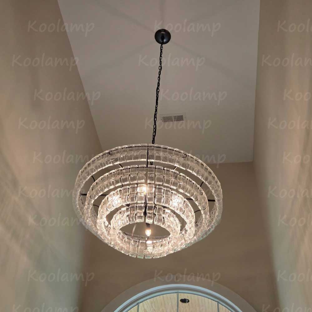 KL Ghiaccios Round Glass Chandelier 36" 48"