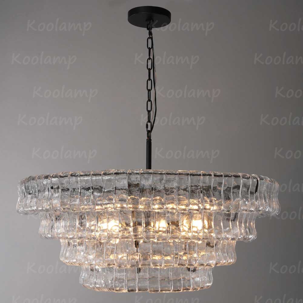KL Ghiaccios Round Glass Chandelier 36" 48"