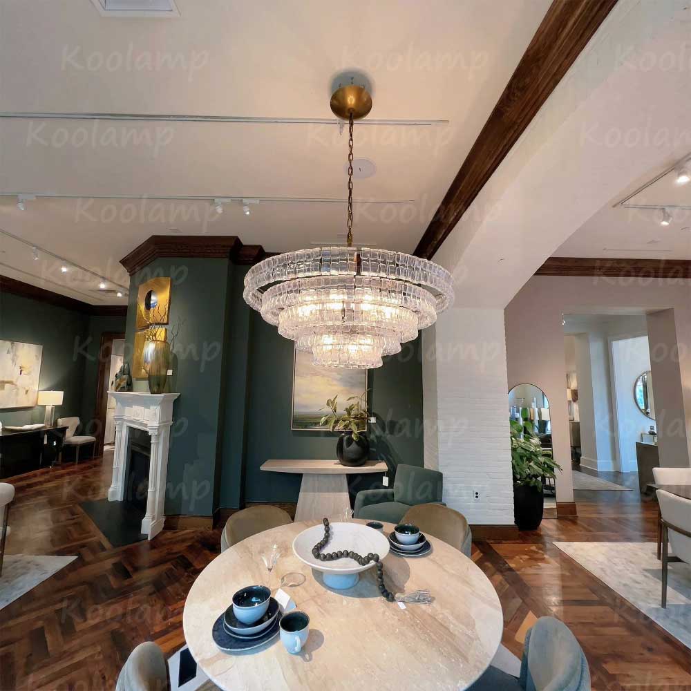 KL Ghiaccios Round Glass Chandelier 36" 48"