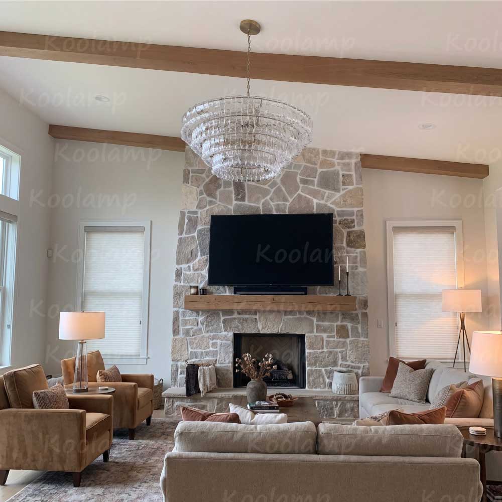 KL Ghiaccios Round Glass Chandelier 36" 48"