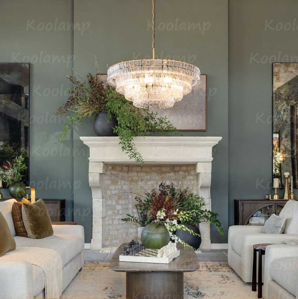 KL Ghiaccios Round Glass Chandelier 36" 48"