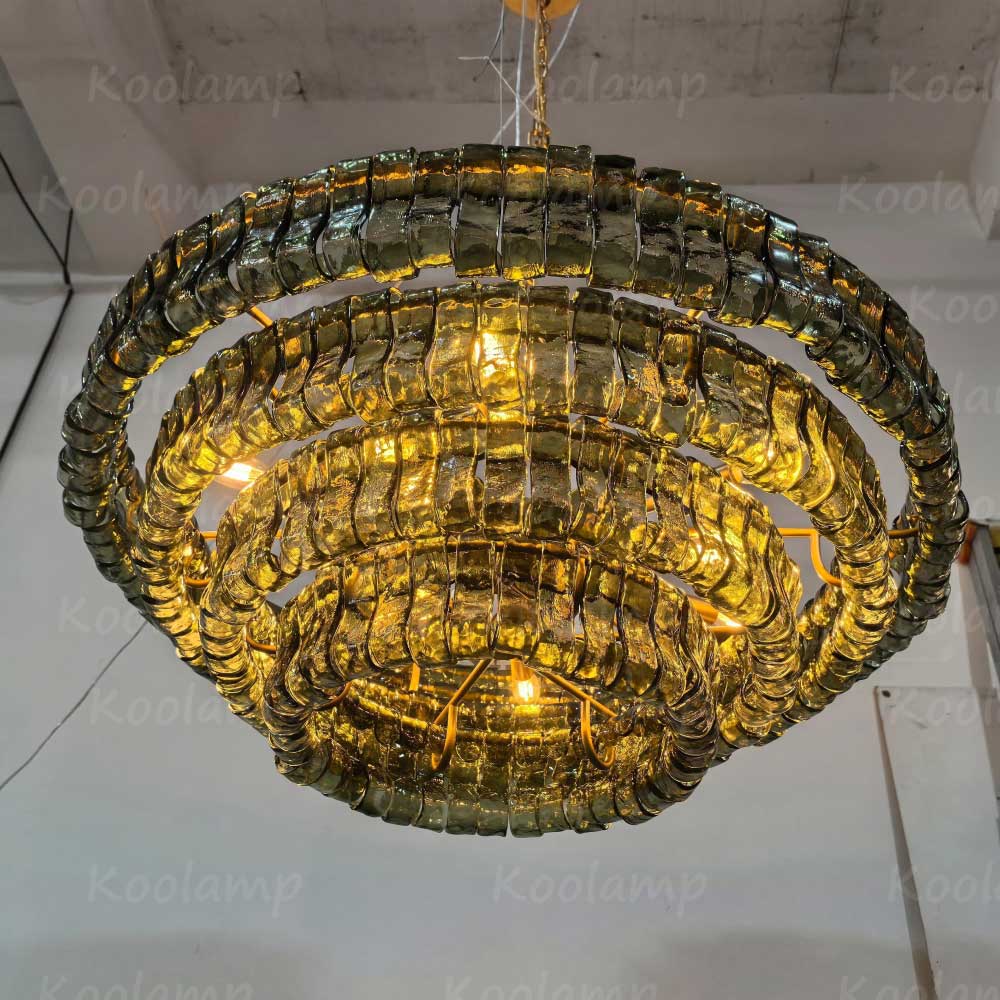KL Ghiaccios Round Glass Chandelier 36" 48"
