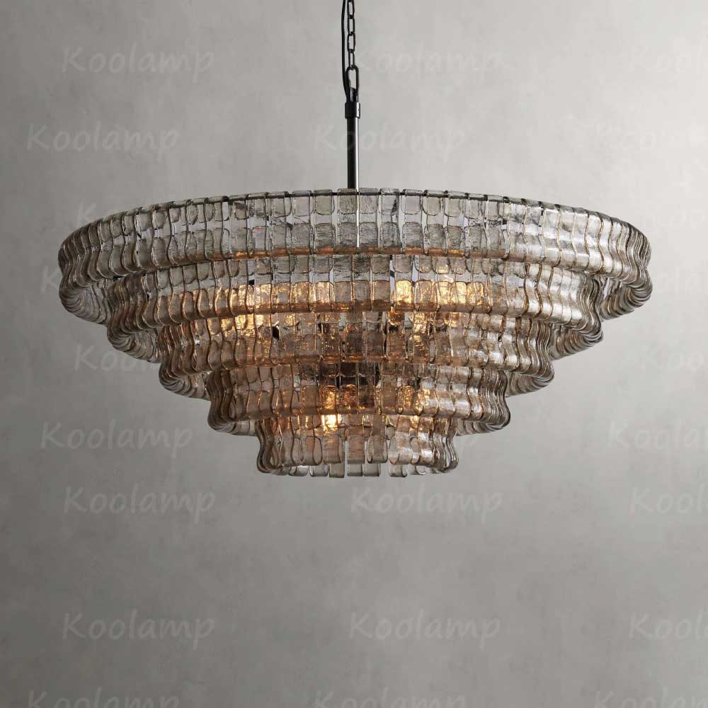 KL Ghiaccios Round Glass Chandelier 36" 48"