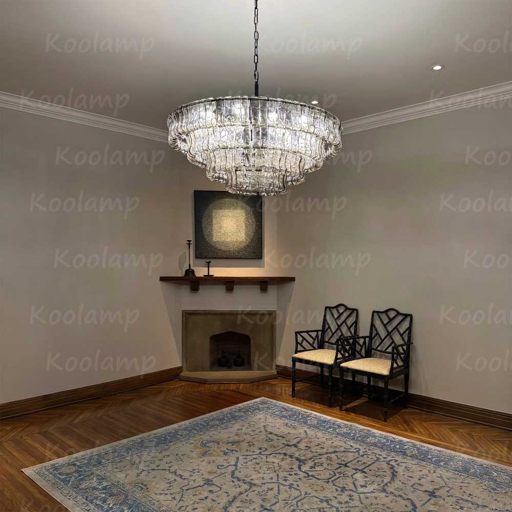 KL Ghiaccios Round Glass Chandelier 36" 48"