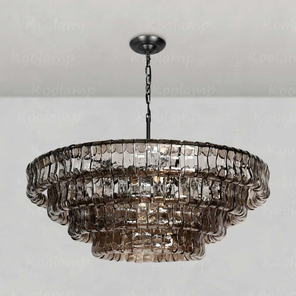 KL Ghiaccios Round Glass Chandelier 36" 48"